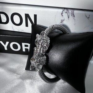 Stainless Steel Silver Dragon Cuff Open Twist Bangle Bracelet For Women